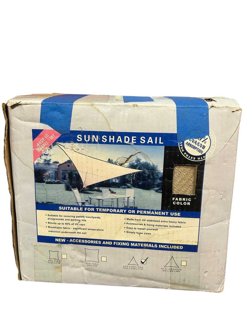 New Tan Triangle Sun Shade Sail Canopy 11'10" x 11'10" x 11'10" Patio Yard